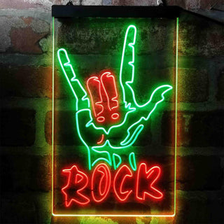 ADVPRO Rock Band Hand Signal  Dual Color LED Neon Sign st6-i3971 - Green & Red