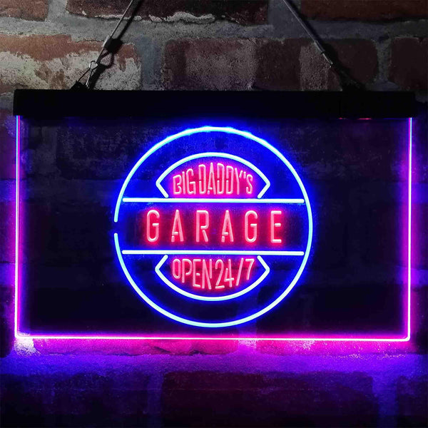 ADVPRO Big Daddy Garage Open 24/7 Dual Color LED Neon Sign st6-i3983 - Blue & Red