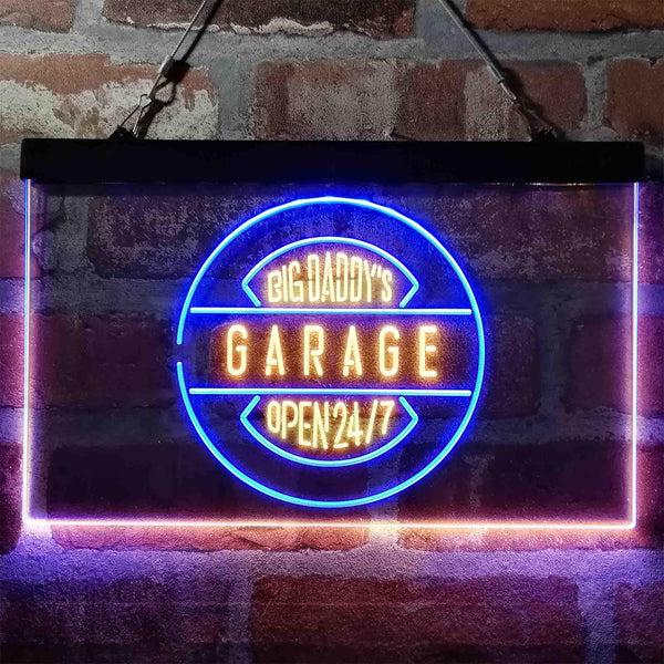 ADVPRO Big Daddy Garage Open 24/7 Dual Color LED Neon Sign st6-i3983 - Blue & Yellow