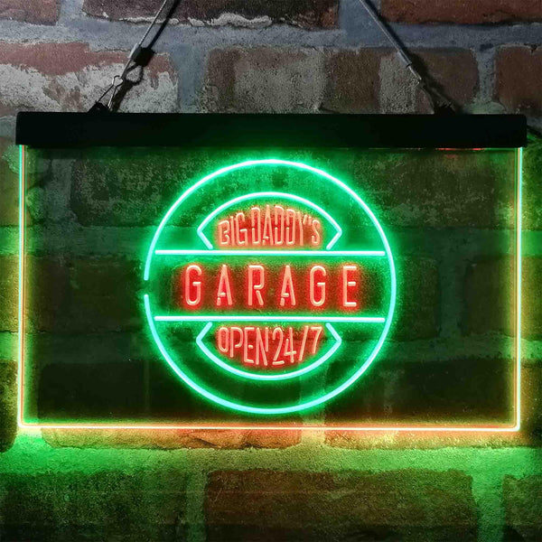 ADVPRO Big Daddy Garage Open 24/7 Dual Color LED Neon Sign st6-i3983 - Green & Red