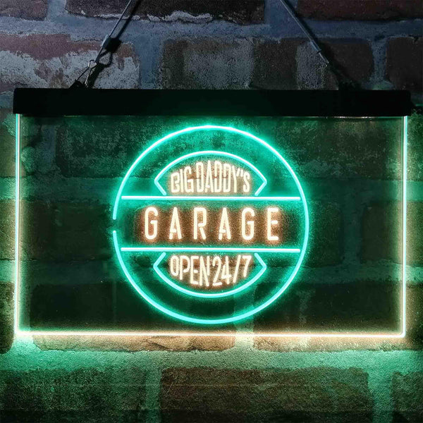 ADVPRO Big Daddy Garage Open 24/7 Dual Color LED Neon Sign st6-i3983 - Green & Yellow