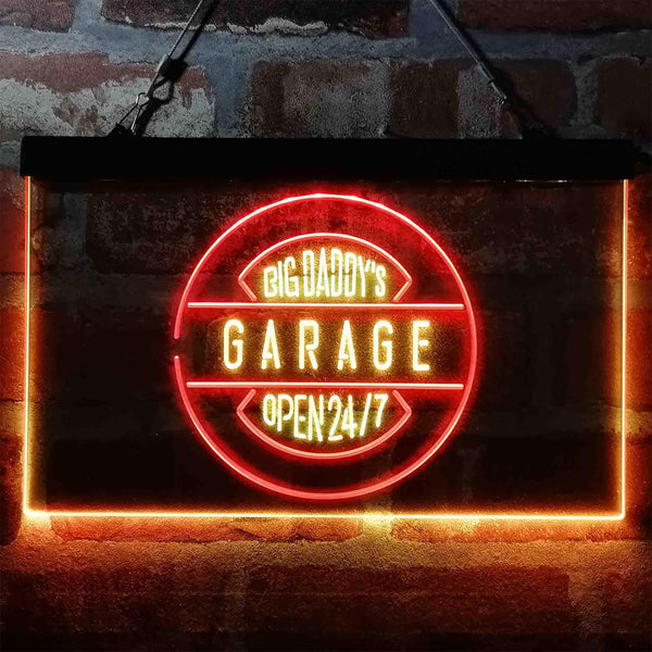 ADVPRO Big Daddy Garage Open 24/7 Dual Color LED Neon Sign st6-i3983 - Red & Yellow