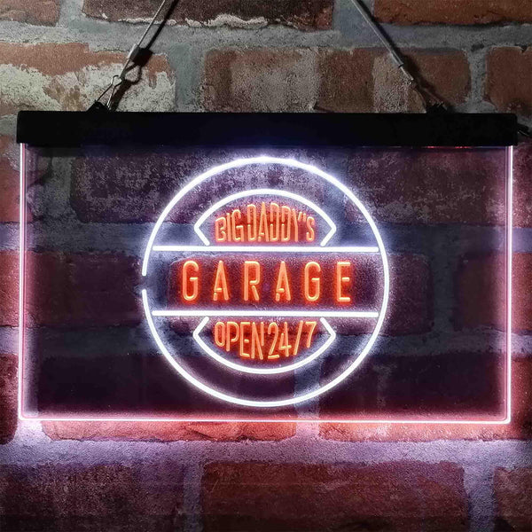 ADVPRO Big Daddy Garage Open 24/7 Dual Color LED Neon Sign st6-i3983 - White & Orange