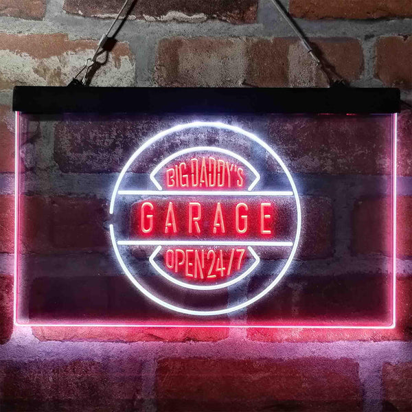 ADVPRO Big Daddy Garage Open 24/7 Dual Color LED Neon Sign st6-i3983 - White & Red