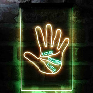 ADVPRO Love Success Life Palm Reader Display  Dual Color LED Neon Sign st6-i3998 - Green & Yellow