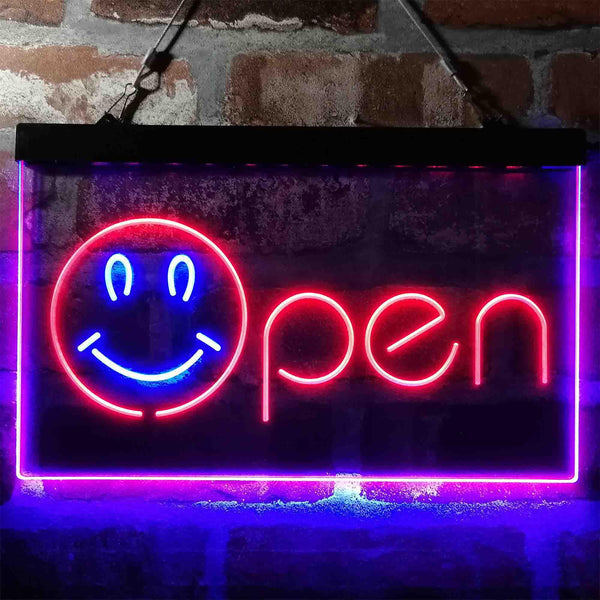 ADVPRO Smile Open Display Dual Color LED Neon Sign st6-i4000 - Blue & Red