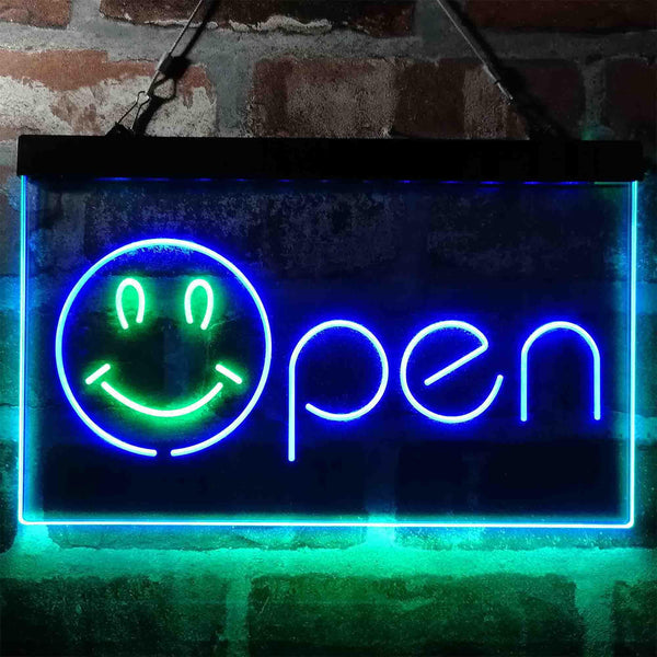 ADVPRO Smile Open Display Dual Color LED Neon Sign st6-i4000 - Green & Blue