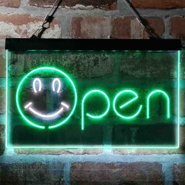 ADVPRO Smile Open Display Dual Color LED Neon Sign st6-i4000 - White & Green