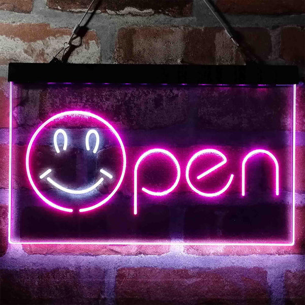 ADVPRO Smile Open Display Dual Color LED Neon Sign st6-i4000 - White & Purple