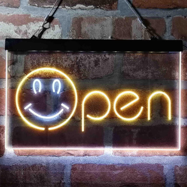ADVPRO Smile Open Display Dual Color LED Neon Sign st6-i4000 - White & Yellow