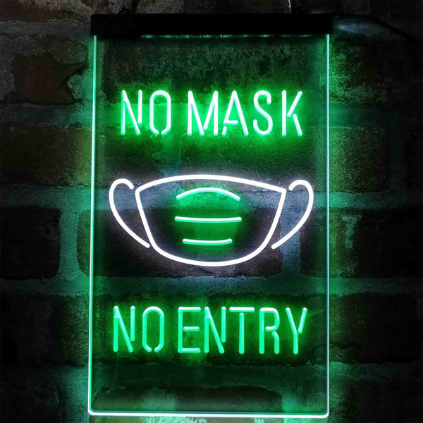 ADVPRO No Mask No Entry Notice  Dual Color LED Neon Sign st6-i4006 - White & Green