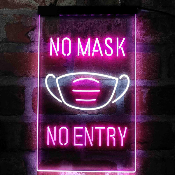 ADVPRO No Mask No Entry Notice  Dual Color LED Neon Sign st6-i4006 - White & Purple