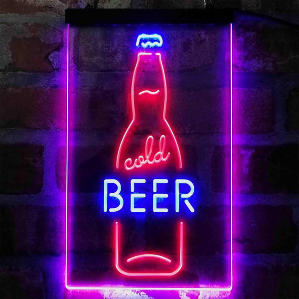 ADVPRO Cold Beer Bottle  Dual Color LED Neon Sign st6-i4040 - Blue & Red