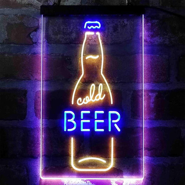 ADVPRO Cold Beer Bottle  Dual Color LED Neon Sign st6-i4040 - Blue & Yellow
