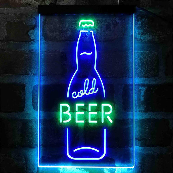 ADVPRO Cold Beer Bottle  Dual Color LED Neon Sign st6-i4040 - Green & Blue