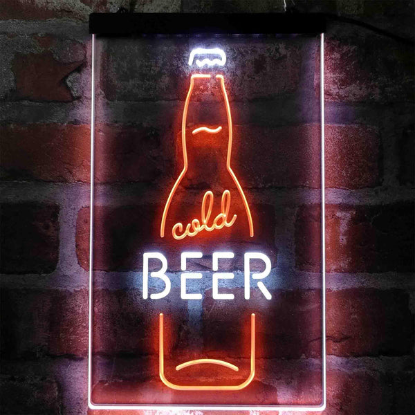 ADVPRO Cold Beer Bottle  Dual Color LED Neon Sign st6-i4040 - White & Orange