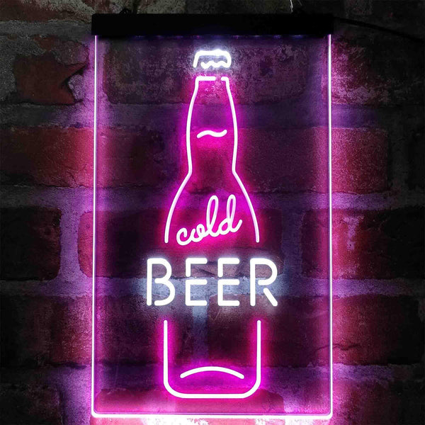 ADVPRO Cold Beer Bottle  Dual Color LED Neon Sign st6-i4040 - White & Purple