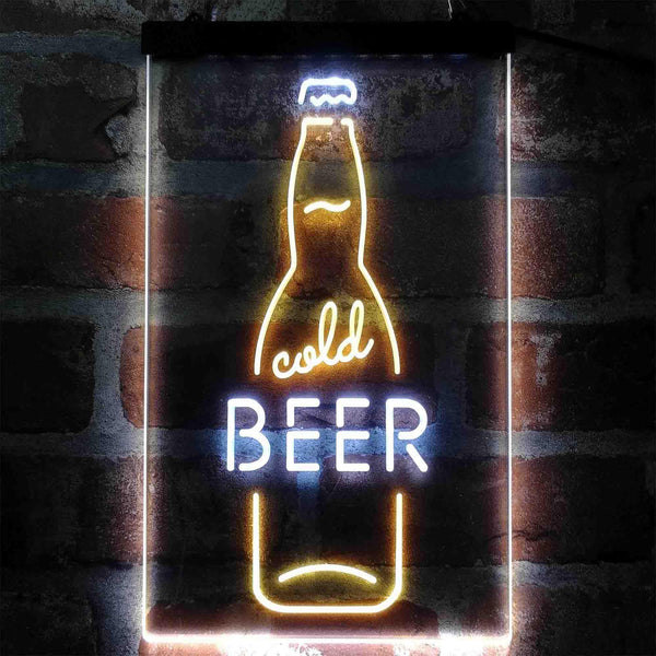 ADVPRO Cold Beer Bottle  Dual Color LED Neon Sign st6-i4040 - White & Yellow