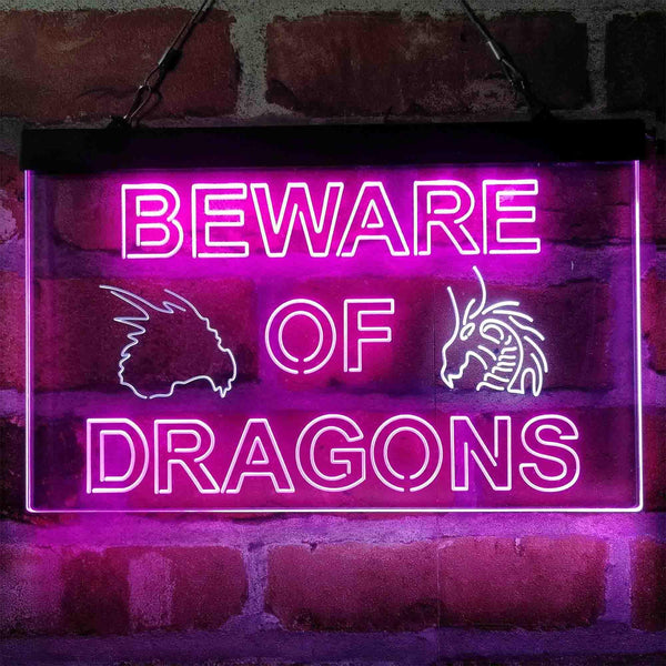 ADVPRO Beware of Dragon Kid Room Decoration Dual Color LED Neon Sign st6-i4079 - White & Purple