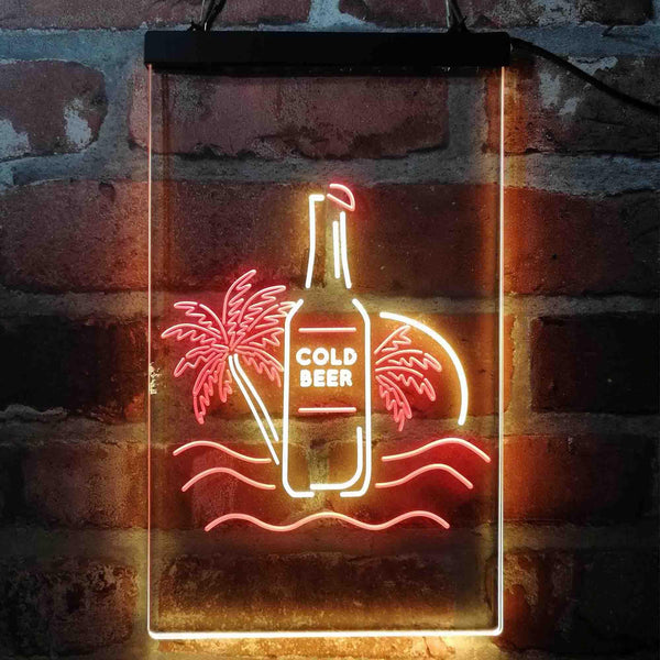 ADVPRO Cold Beer Palm Tree Island  Dual Color LED Neon Sign st6-i4084 - Red & Yellow