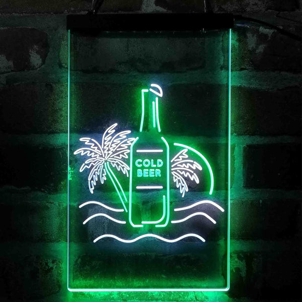 ADVPRO Cold Beer Palm Tree Island  Dual Color LED Neon Sign st6-i4084 - White & Green