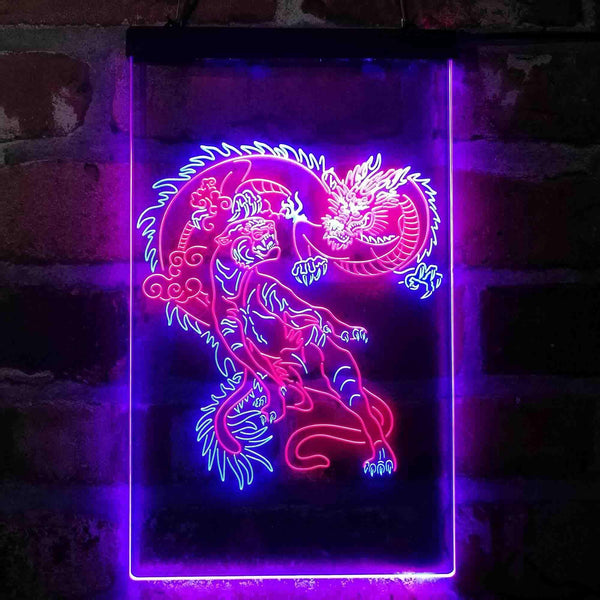 ADVPRO Tiger and Dragon Fight Man Cave Room Garage Decoration  Dual Color LED Neon Sign st6-i4114 - Red & Blue