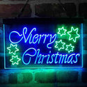ADVPRO Merry Christmas Stars Decoration Dual Color LED Neon Sign st6-i4117 - Green & Blue