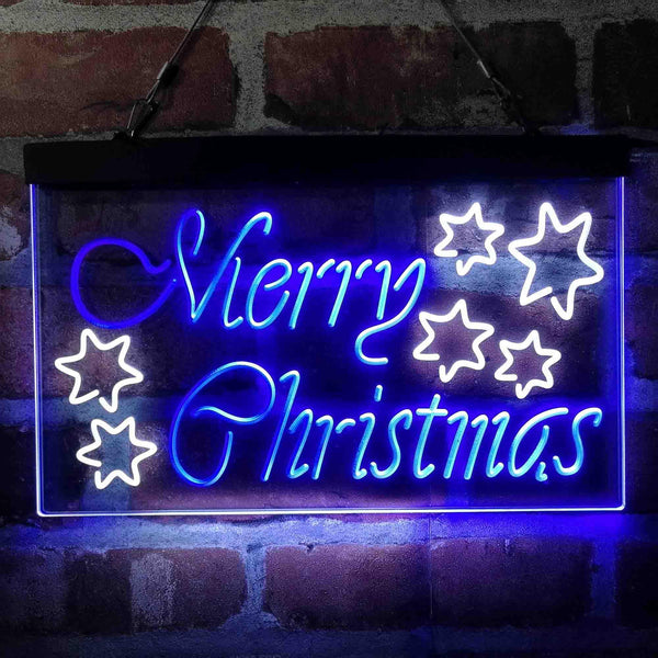 ADVPRO Merry Christmas Stars Decoration Dual Color LED Neon Sign st6-i4117 - White & Blue