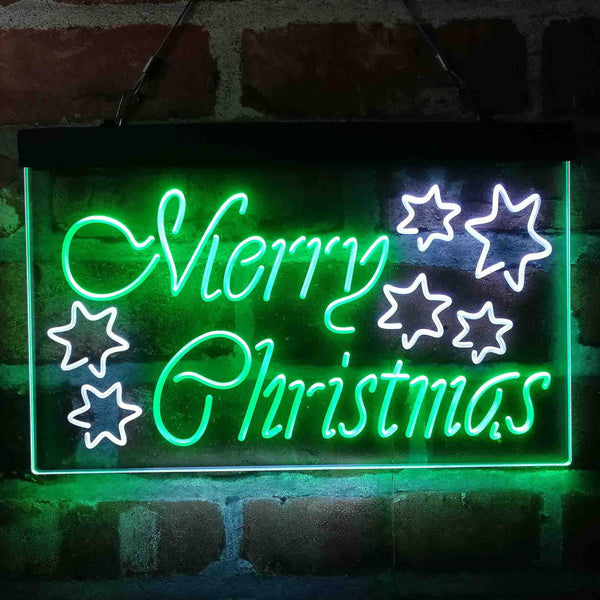 ADVPRO Merry Christmas Stars Decoration Dual Color LED Neon Sign st6-i4117 - White & Green
