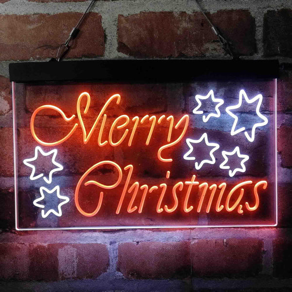 ADVPRO Merry Christmas Stars Decoration Dual Color LED Neon Sign st6-i4117 - White & Orange