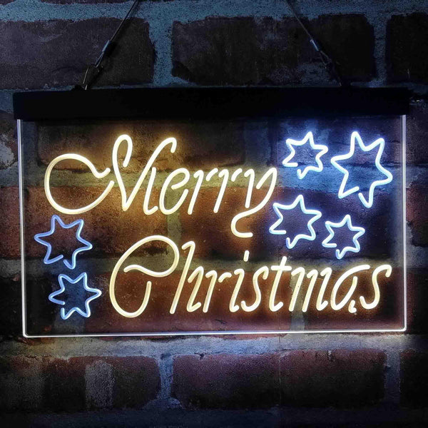 ADVPRO Merry Christmas Stars Decoration Dual Color LED Neon Sign st6-i4117 - White & Yellow
