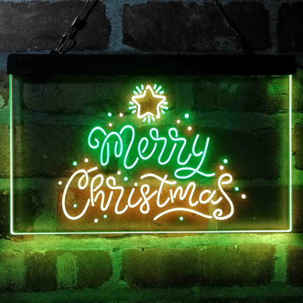 ADVPRO Merry Christmas Star Snow Dual Color LED Neon Sign st6-i4151 - Green & Yellow