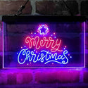 ADVPRO Merry Christmas Star Snow Dual Color LED Neon Sign st6-i4151 - Red & Blue