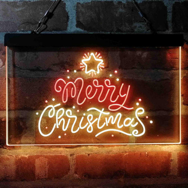 ADVPRO Merry Christmas Star Snow Dual Color LED Neon Sign st6-i4151 - Red & Yellow