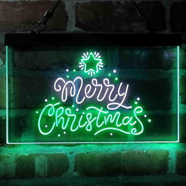 ADVPRO Merry Christmas Star Snow Dual Color LED Neon Sign st6-i4151 - White & Green