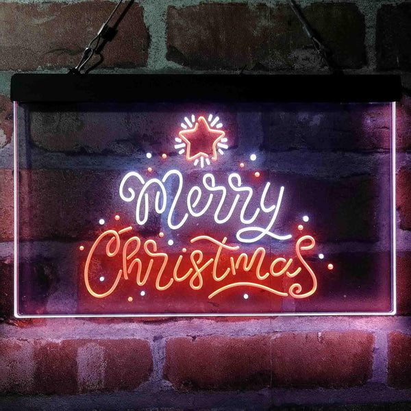 ADVPRO Merry Christmas Star Snow Dual Color LED Neon Sign st6-i4151 - White & Orange