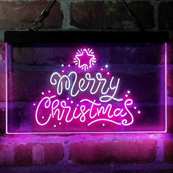 ADVPRO Merry Christmas Star Snow Dual Color LED Neon Sign st6-i4151 - White & Purple