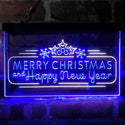 ADVPRO Merry Christmas & Happy New Year Pine Cone Dual Color LED Neon Sign st6-i4156 - White & Blue