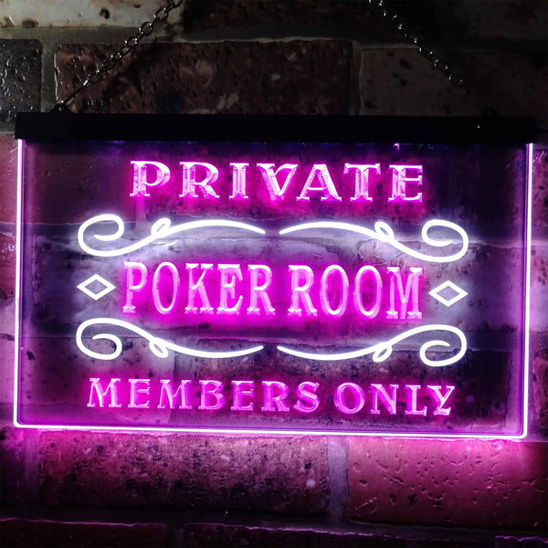 ADVPRO Private Poker Room Member Only Dual Color LED Neon Sign st6-s0144 - White & Purple
