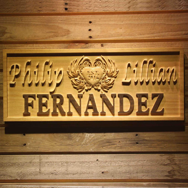 ADVPRO Personalized Custom Wedding Anniversary Family Sign Surname Last First Name Est. Year in Heart Housewarming Gift 5 Year Wood Wooden Signs wpa0253-tm - 18.25