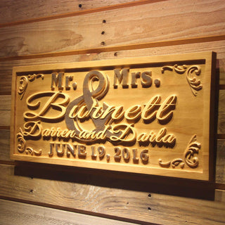 ADVPRO Mr. & Mrs. Personalized Last Name Rustic Home D‚cor Wood Engraving Custom Wedding Gift Couples Established Wooden Signs wpa0376-tm - 26.75