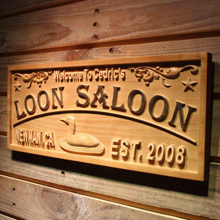 ADVPRO Loon Saloon Name Personalized Duck City Limit Location Wood Engraved Wooden Sign wpa0404-tm - 26.75