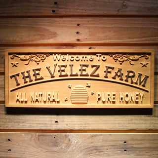 ADVPRO Farm Name Personalized Honey Bee Decoration Wood Engraved Wooden Sign wpa0431-tm - 18.25