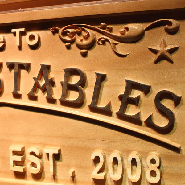 ADVPRO Horse Boarding Name Personalized with Est. Year Gift Wood Engraved Wooden Sign wpa0434-tm - Details 3