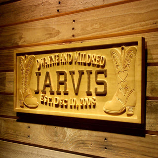 ADVPRO Name Personalized Cowboy Cowgirl Family Last First Names Est. Date Wood Engraved Wooden Sign wpa0507-tm - 26.75