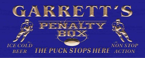 ADVPRO Name Personalized Penalty Box Ice Hockey Wood Engraved Wooden Sign wpc0123-tm - Blue