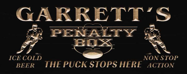 ADVPRO Name Personalized Penalty Box Ice Hockey Wood Engraved Wooden Sign wpc0123-tm - Black