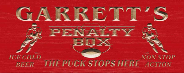ADVPRO Name Personalized Penalty Box Ice Hockey Wood Engraved Wooden Sign wpc0123-tm - Red