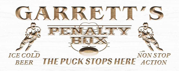 ADVPRO Name Personalized Penalty Box Ice Hockey Wood Engraved Wooden Sign wpc0123-tm - White