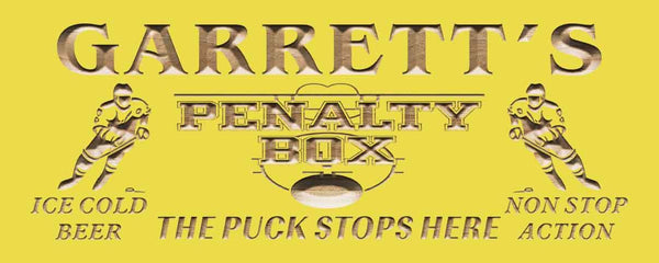 ADVPRO Name Personalized Penalty Box Ice Hockey Wood Engraved Wooden Sign wpc0123-tm - Yellow